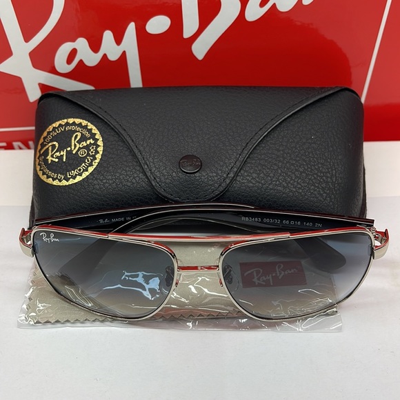BNIB Rayban double bridge Silver with Gray Gradient Lenses 3438 - Picture 2 of 9